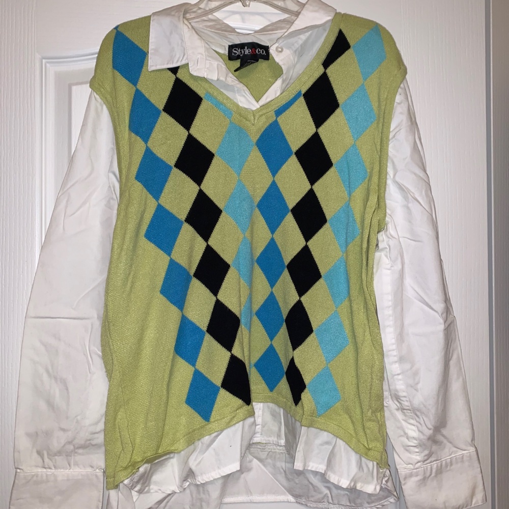 Style & Co Faux Vested Button-Down
